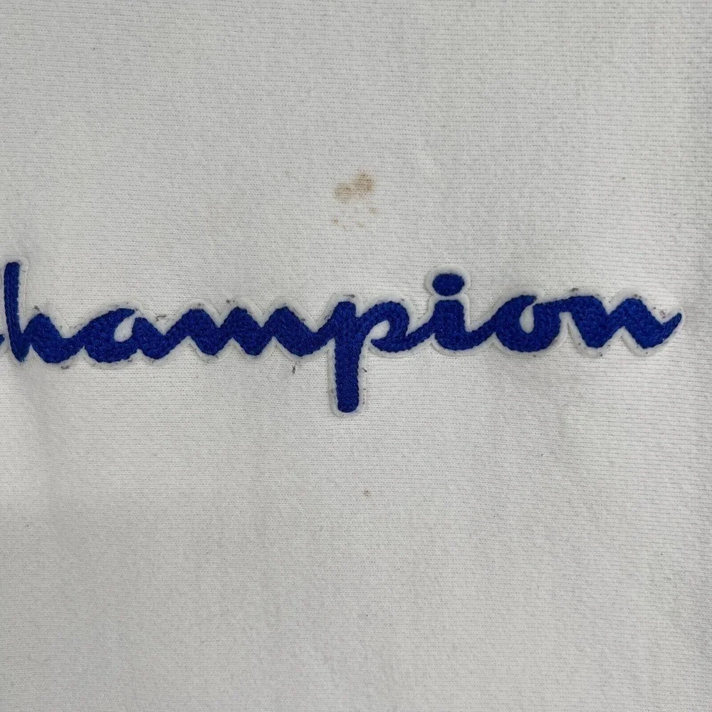 Champion Reverse Weave Sweatshirt Adult Large White Spellout Crewneck Pullover